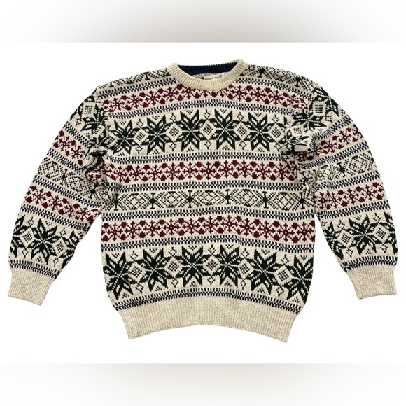 fieldmaster Other - Vtg Fieldmaster Sweater Mens Large Fair Isle Snowflake Pullover Crewneck USA 90s